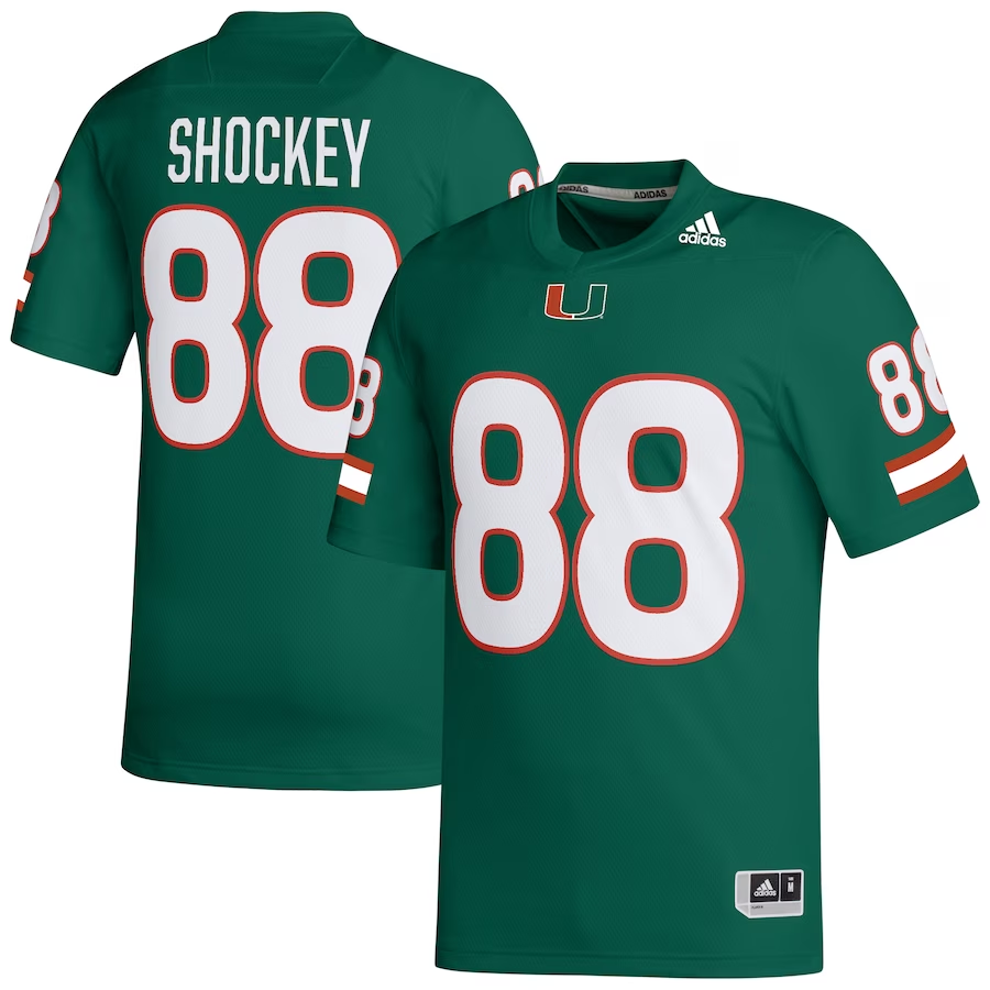 Men's Miami Hurricanes Jeremy Shockey #88 Green Retired Football Player Jersey football jersey product view 1