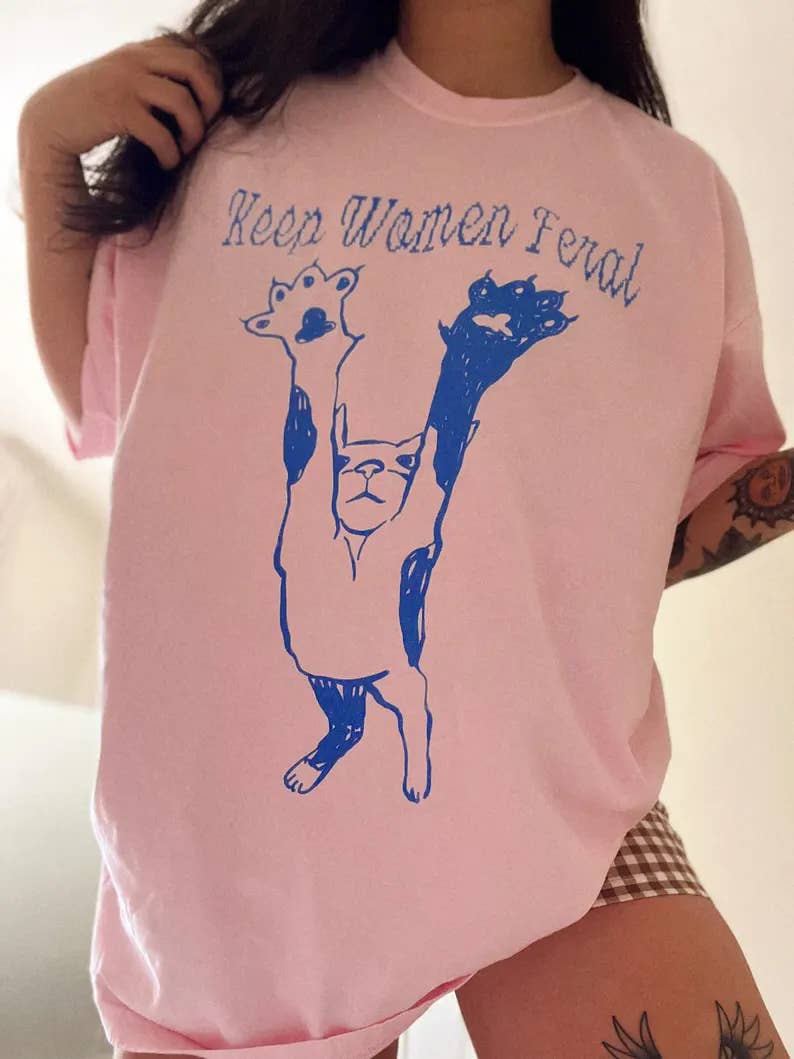 Keep Women Feral Feminist Graphic Tee - Blossom Unisex T-shirt, Sweatshirt, Hoodie, Long Sleeve Tee - T-Shirt, Sweatshirt, Hoodie