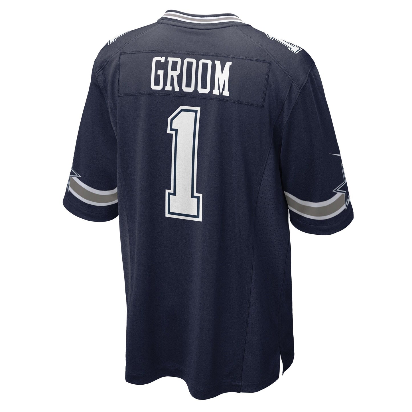 Number 1 Groom Dallas Cowboys Game Jersey - Navy football jersey product view 3