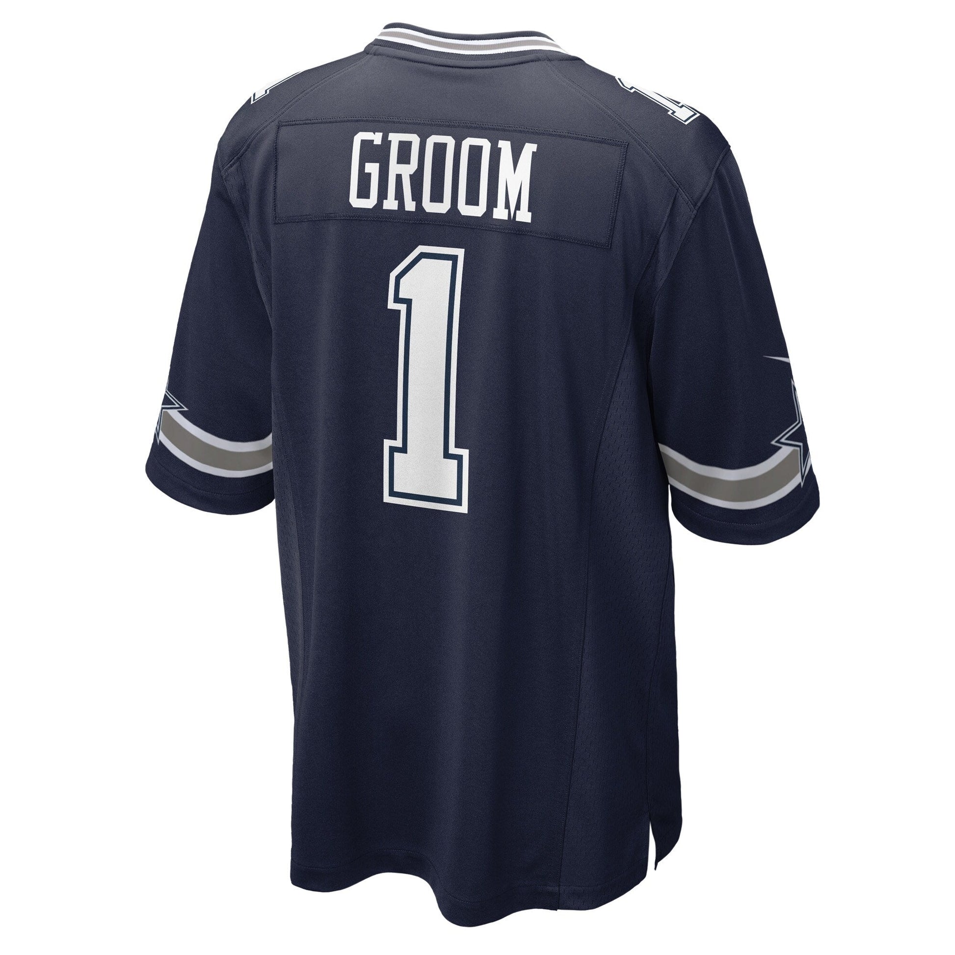 Number 1 Groom Dallas Cowboys Game Jersey - Navy football jersey product view 3