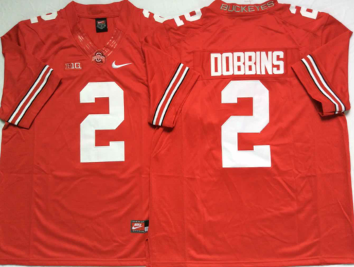 Men's Ohio State Buckeyes JK Dobbins Scarlet Player Game Jersey sports jersey product view 1