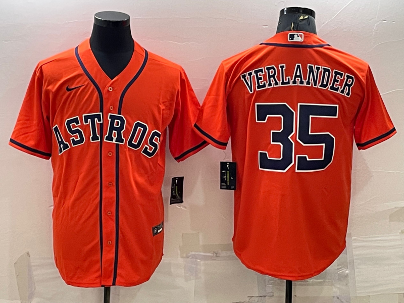 Men's Houston Astros Justin Verlander Orange Replica Player Jersey baseball jersey product view 1