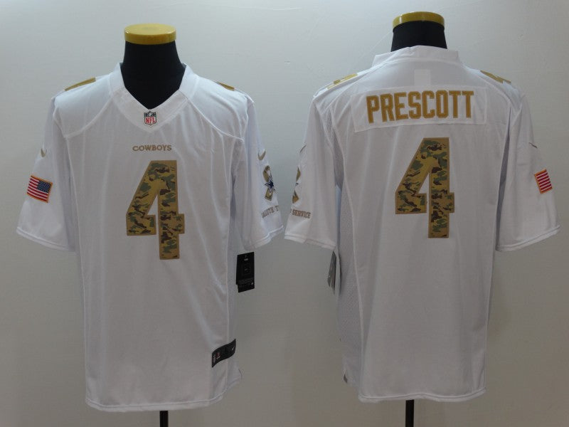Men's Dallas Cowboys #4 Dak Prescott White Authentic Game Jersey1 football jersey product view 1