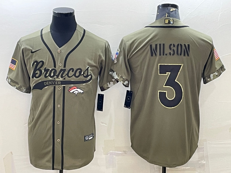 Men's Denver Broncos Russell Wilson #3 Olive 2022 Salute To Service Limited Jersey1 Joint Edition football jersey product view 1
