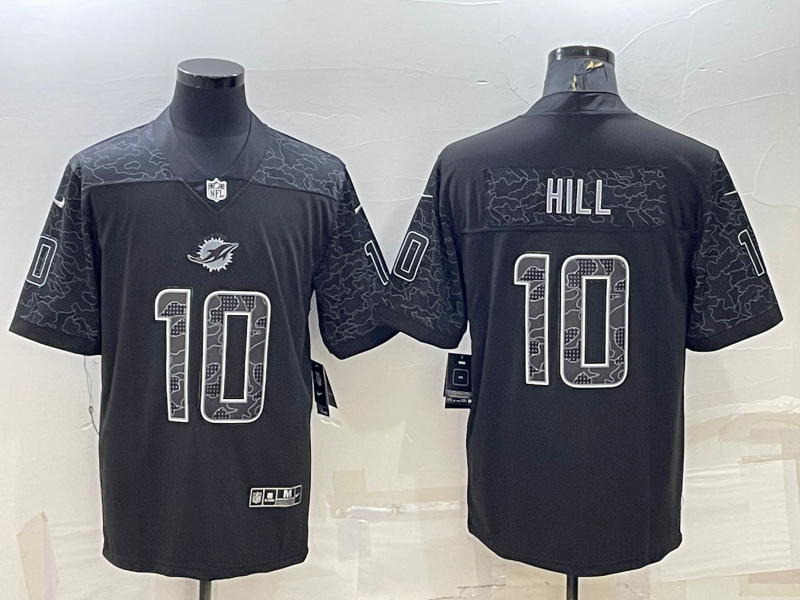 Men's Miami Dolphins Tyreek Hill Black RFLCTV Limited Jersey football jersey product view 1