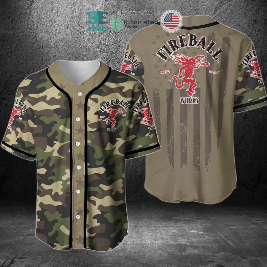 BEST Fireball Whisky United States Flag green camo Baseball Jersey Unisex T-shirt, Sweatshirt, Hoodie, Long Sleeve Tee - T-Shirt, Sweatshirt, Hoodie