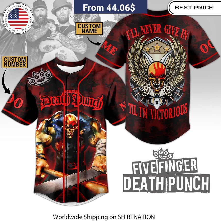 Five Finger Death Punch CUSTOM Baseball Jersey Unisex T-shirt, Sweatshirt, Hoodie, Long Sleeve Tee - T-Shirt, Sweatshirt, Hoodie