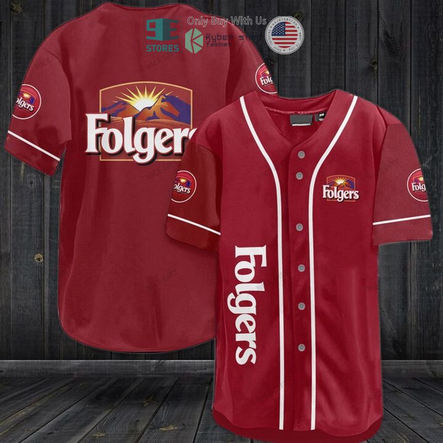 BEST Folgers Coffee logo red Baseball Jersey Unisex T-shirt, Sweatshirt, Hoodie, Long Sleeve Tee - T-Shirt, Sweatshirt, Hoodie