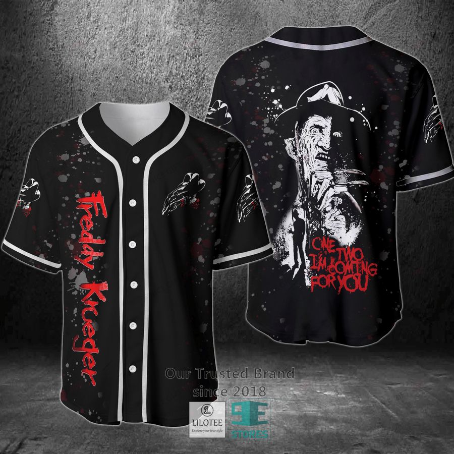 Freddy Krueger One Two I M Coming To You Baseball Jersey Unisex T-shirt, Sweatshirt, Hoodie, Long Sleeve Tee - T-Shirt, Sweatshirt, Hoodie