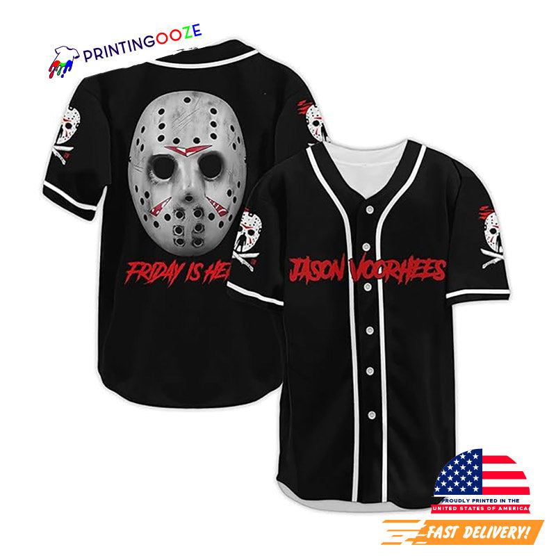 Friday 13th Jason Voorhees Mask Black Baseball Jersey Unisex T-shirt, Sweatshirt, Hoodie, Long Sleeve Tee - T-Shirt, Sweatshirt, Hoodie