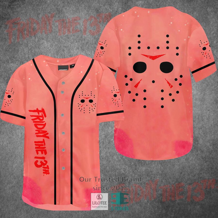 Friday the 13th Jason Voorhees Horror Movie Pink Baseball Jersey Unisex T-shirt, Sweatshirt, Hoodie, Long Sleeve Tee - T-Shirt, Sweatshirt, Hoodie