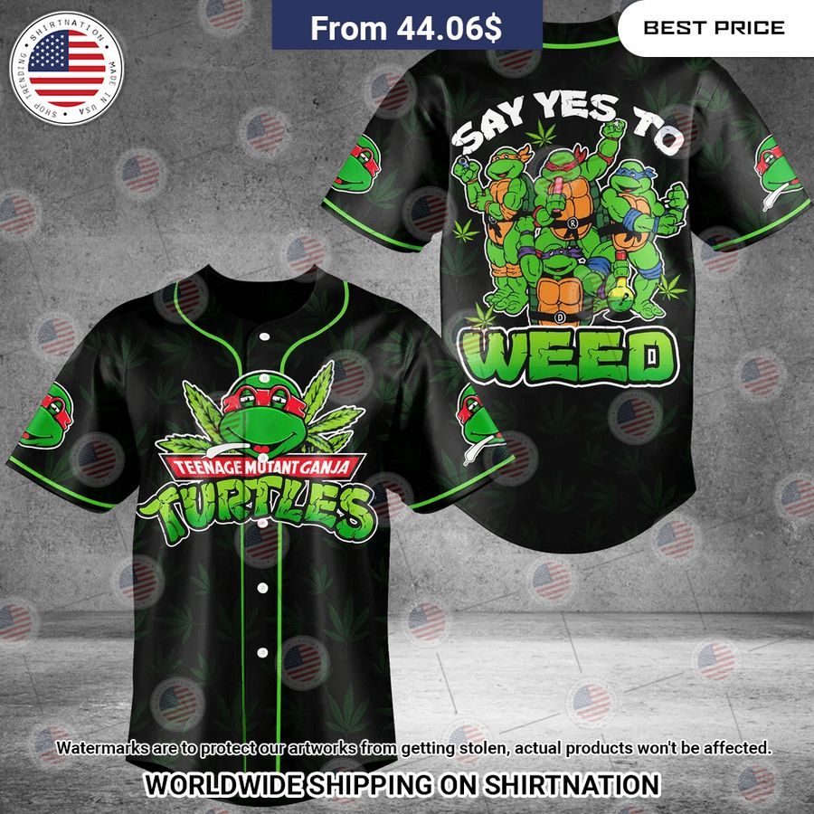Ganja Turtles Say Yes To Weed Baseball Jersey Unisex T-shirt, Sweatshirt, Hoodie, Long Sleeve Tee - T-Shirt, Sweatshirt, Hoodie