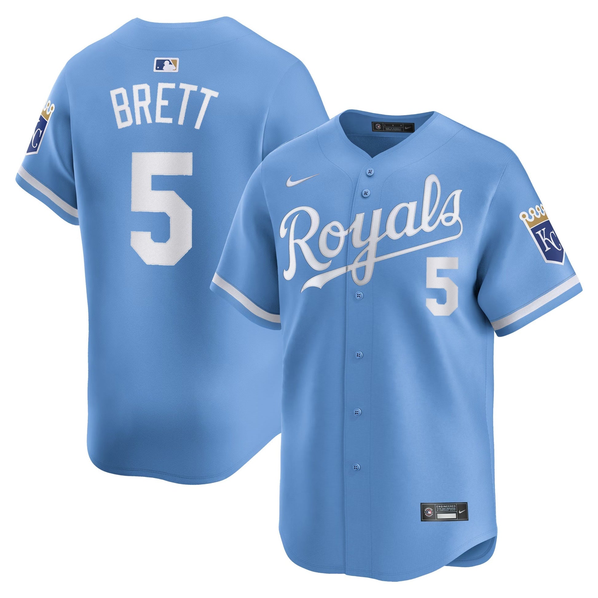 George Brett Kansas City Royals Alternate Jersey - Light Blue baseball jersey product view 1
