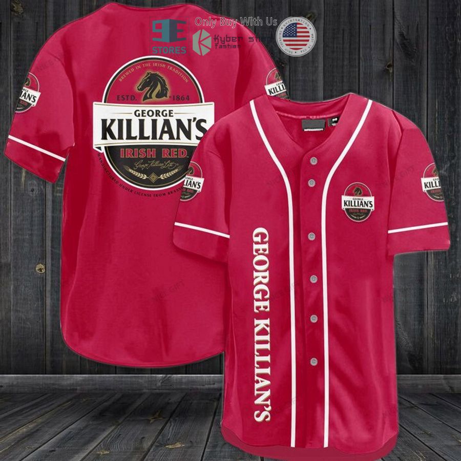 BEST George Killian's Irish Red logo pink Baseball Jersey Unisex T-shirt, Sweatshirt, Hoodie, Long Sleeve Tee - T-Shirt, Sweatshirt, Hoodie