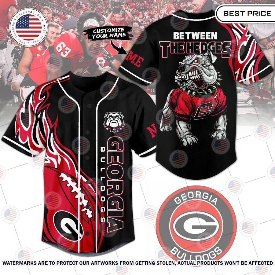 Georgia Bulldogs Between The Hedges Custom Baseball Jersey Unisex T-shirt, Sweatshirt, Hoodie, Long Sleeve Tee - T-Shirt, Sweatshirt, Hoodie
