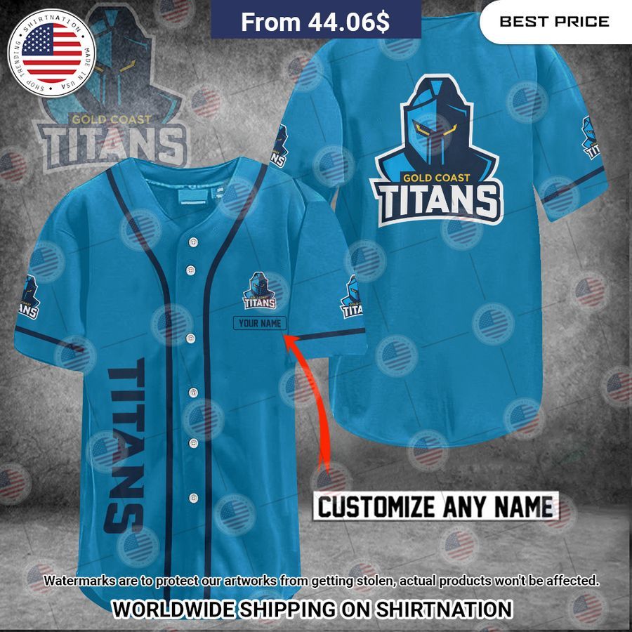 Gold Coast Titans Custom Name Baseball Jersey Unisex T-shirt, Sweatshirt, Hoodie, Long Sleeve Tee - T-Shirt, Sweatshirt, Hoodie