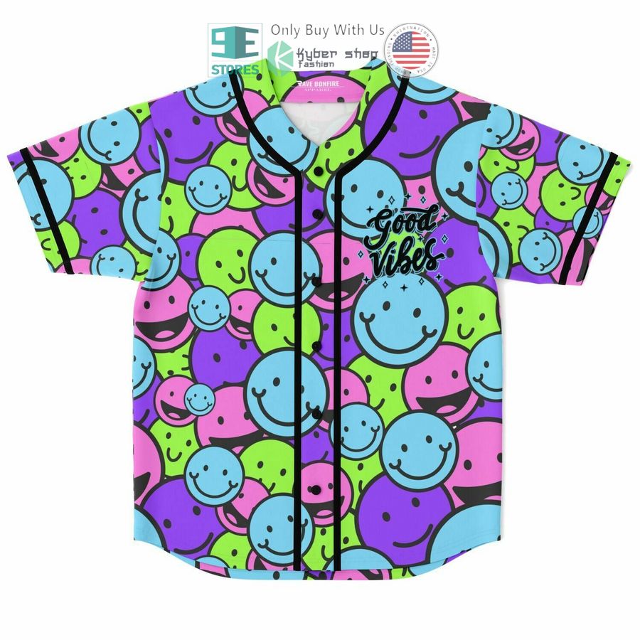 BEST Good Vibes Only Smile Emoji Baseball Jersey Unisex T-shirt, Sweatshirt, Hoodie, Long Sleeve Tee - T-Shirt, Sweatshirt, Hoodie