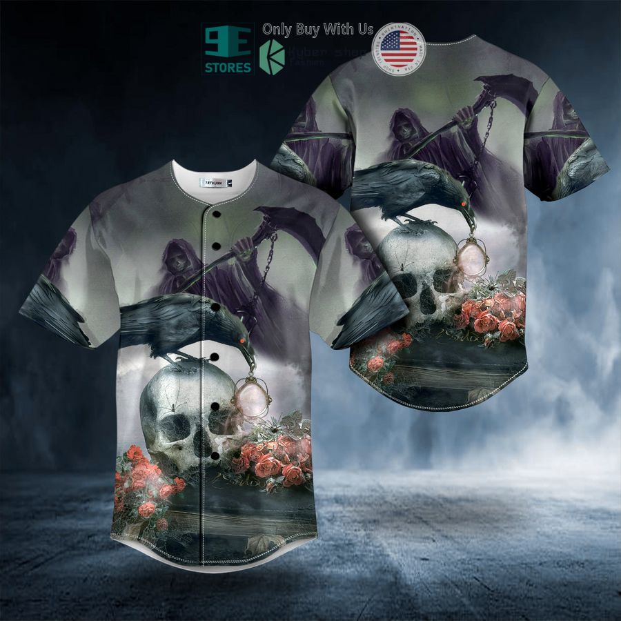 BEST Goth Grim Reaper Raven Rose Skull Baseball Jersey Unisex T-shirt, Sweatshirt, Hoodie, Long Sleeve Tee - T-Shirt, Sweatshirt, Hoodie