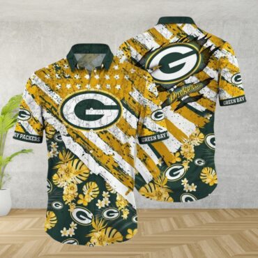 Green Bay Packers Floral Victory Stripe Hawaiian Shirt Unisex T-shirt, Sweatshirt, Hoodie, Long Sleeve Tee - T-Shirt, Sweatshirt, Hoodie