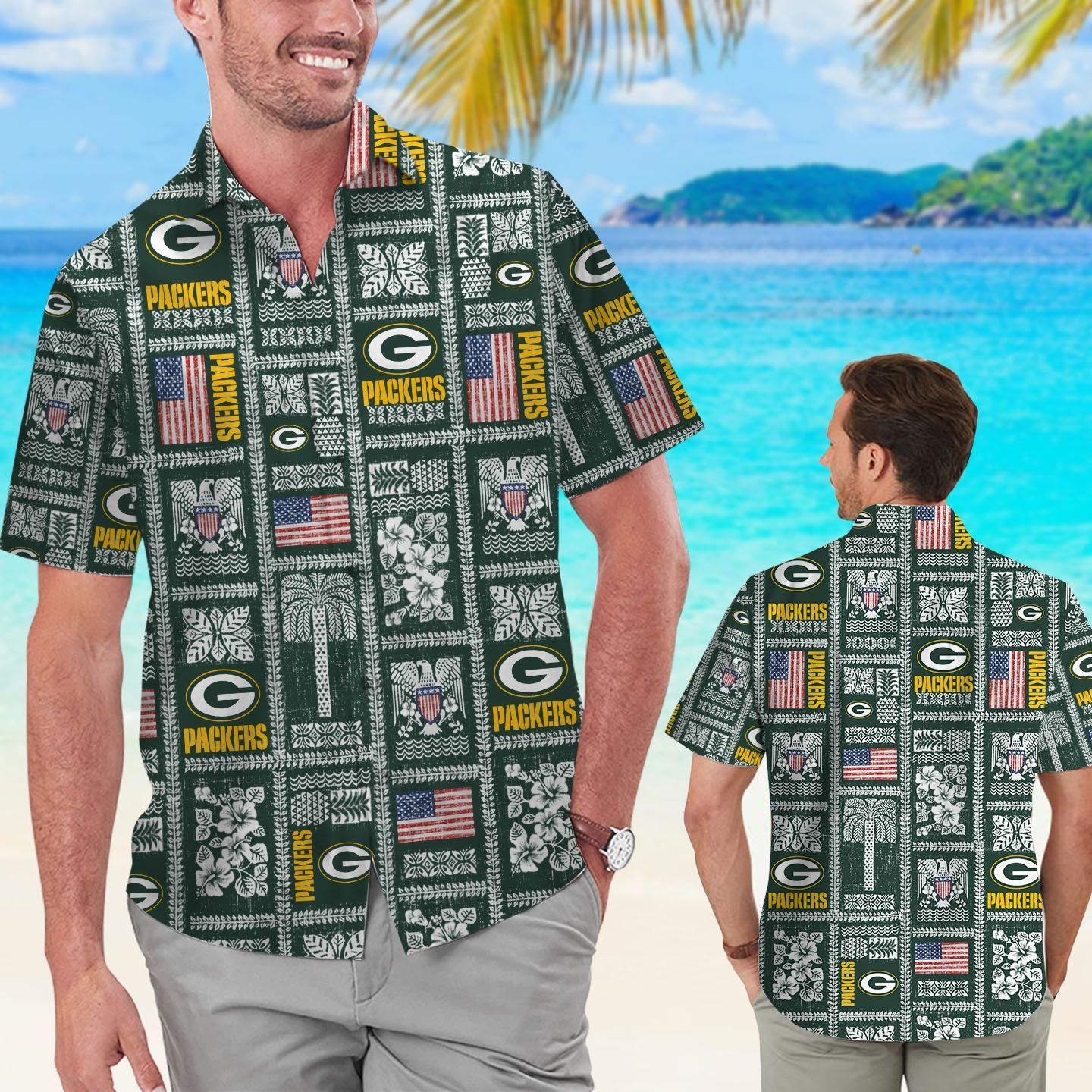 Green Bay Packers Summer Commemorative Short Sleeve Button Up Tropical Hawaiian Shirt Unisex T-shirt, Sweatshirt, Hoodie, Long Sleeve Tee - T-Shirt, Sweatshirt, Hoodie