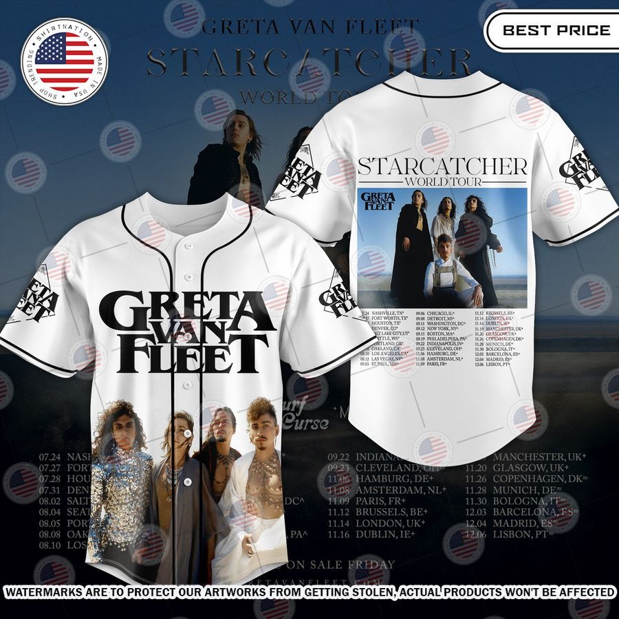 Greta Van Fleet World Tour Baseball Jersey Unisex T-shirt, Sweatshirt, Hoodie, Long Sleeve Tee - T-Shirt, Sweatshirt, Hoodie