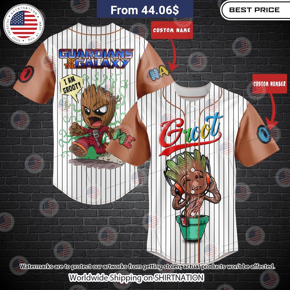 BEST Guardian Of The Galaxy Groot Custom Baseball Jerseys Unisex T-shirt, Sweatshirt, Hoodie, Long Sleeve Tee - T-Shirt, Sweatshirt, Hoodie