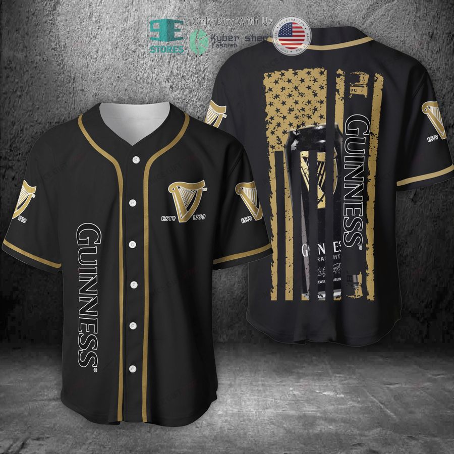 BEST Guinness Can United States Flag black Baseball Jersey Unisex T-shirt, Sweatshirt, Hoodie, Long Sleeve Tee - T-Shirt, Sweatshirt, Hoodie