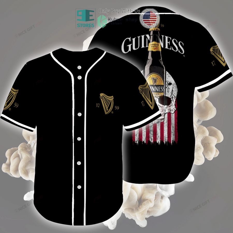 BEST Guinness Skull United States Flag black Baseball Jersey Unisex T-shirt, Sweatshirt, Hoodie, Long Sleeve Tee - T-Shirt, Sweatshirt, Hoodie