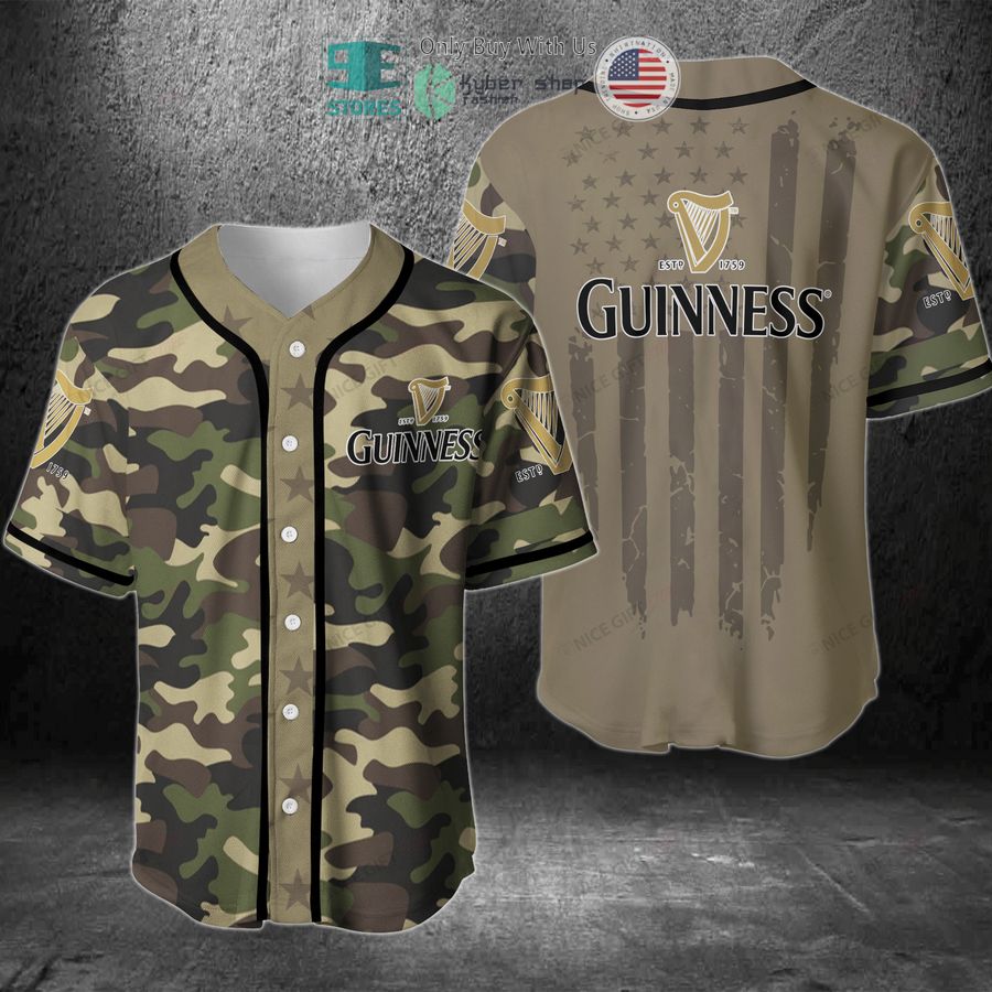 BEST Guinness United States Flag green camo Baseball Jersey Unisex T-shirt, Sweatshirt, Hoodie, Long Sleeve Tee - T-Shirt, Sweatshirt, Hoodie