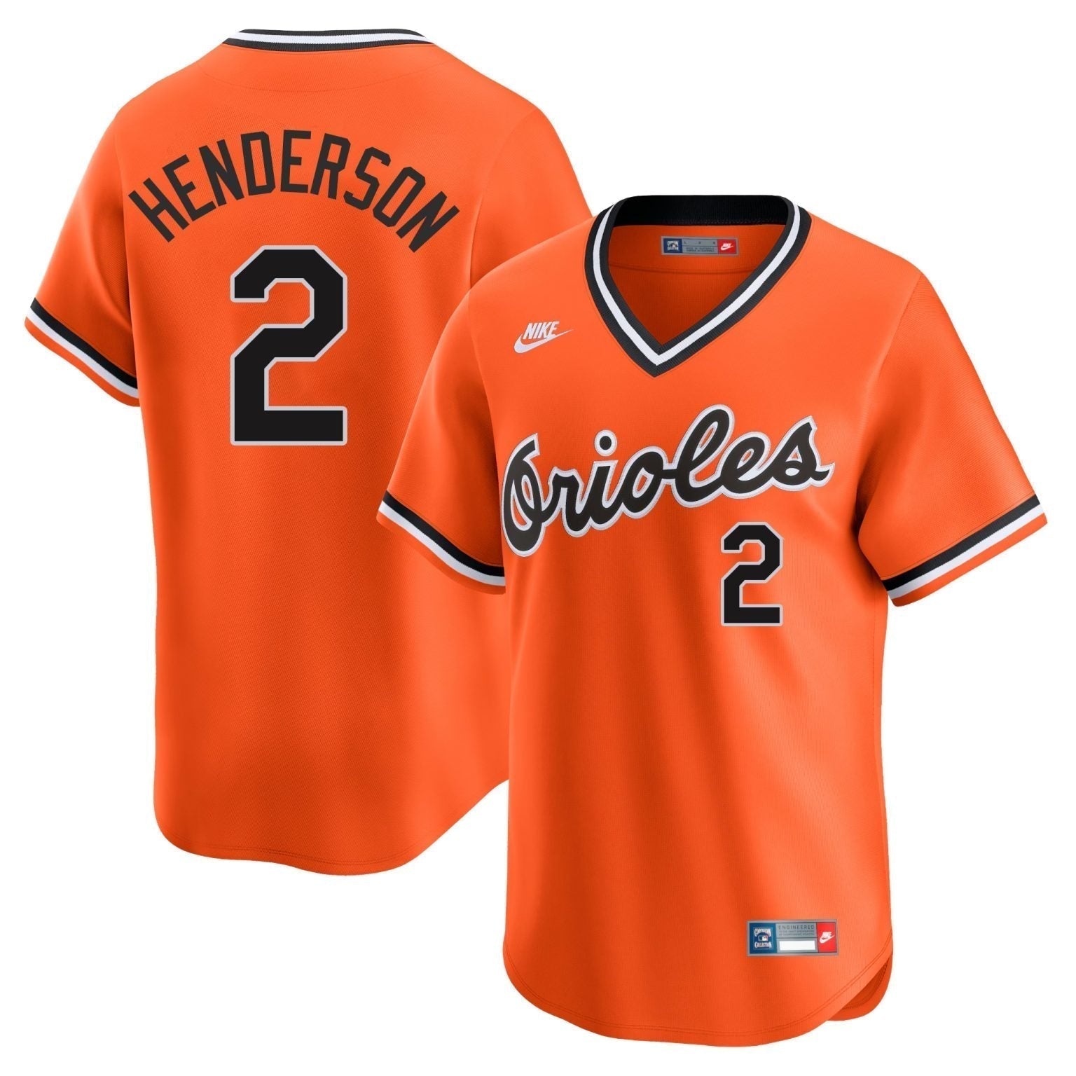 Gunnar Henderson Baltimore Orioles Throwback Jersey - Orange baseball jersey product view 1