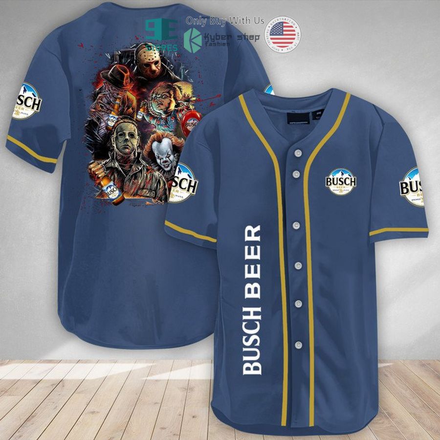 BEST Halloween Horror Characters Busch Beer Baseball Jersey Unisex T-shirt, Sweatshirt, Hoodie, Long Sleeve Tee - T-Shirt, Sweatshirt, Hoodie