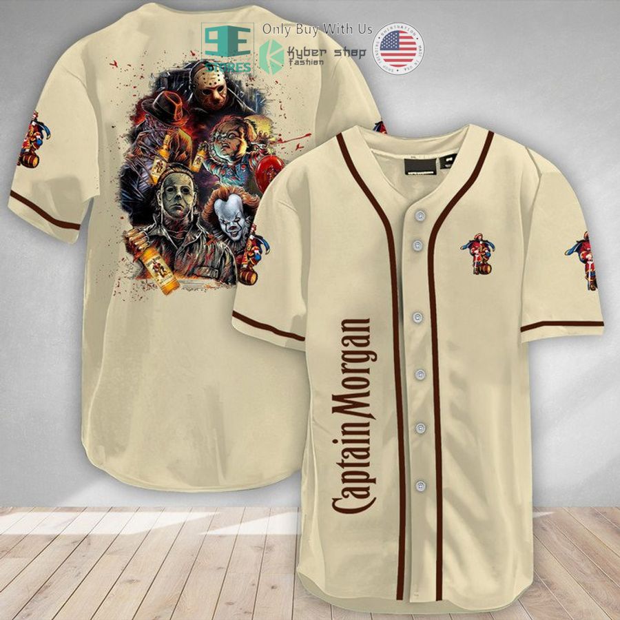 BEST Halloween Horror Characters Captain Morgan Baseball Jersey Unisex T-shirt, Sweatshirt, Hoodie, Long Sleeve Tee - T-Shirt, Sweatshirt, Hoodie