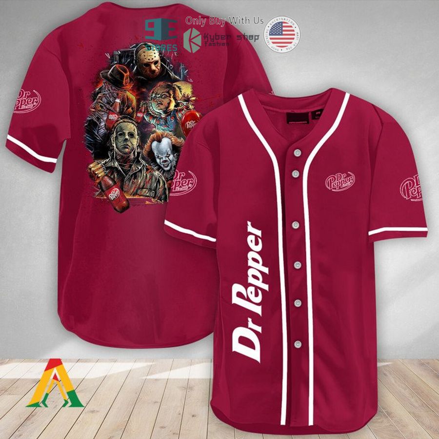 BEST Halloween Horror Characters Dr Pepper Baseball Jersey Unisex T-shirt, Sweatshirt, Hoodie, Long Sleeve Tee - T-Shirt, Sweatshirt, Hoodie
