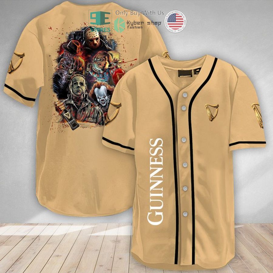 BEST Halloween Horror Characters Guinness Beer Baseball Jersey Unisex T-shirt, Sweatshirt, Hoodie, Long Sleeve Tee - T-Shirt, Sweatshirt, Hoodie