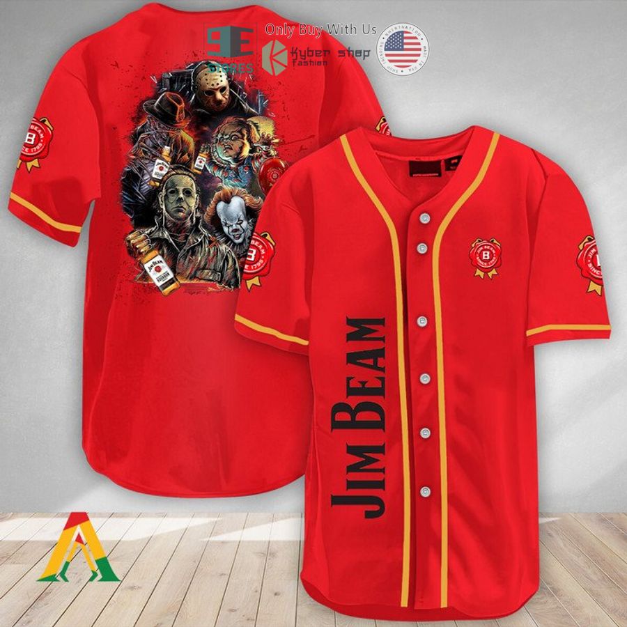 BEST Halloween Horror Characters Jim Beam Baseball Jersey Unisex T-shirt, Sweatshirt, Hoodie, Long Sleeve Tee - T-Shirt, Sweatshirt, Hoodie