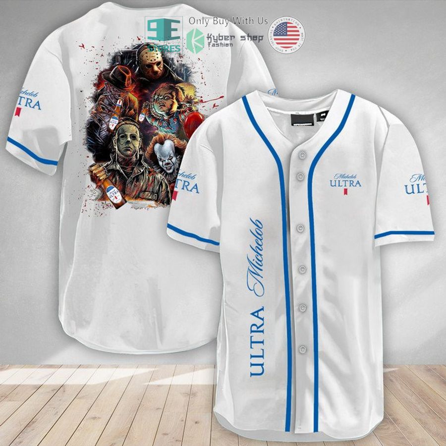 BEST Halloween Horror Characters Michelob ULTRA Baseball Jersey Unisex T-shirt, Sweatshirt, Hoodie, Long Sleeve Tee - T-Shirt, Sweatshirt, Hoodie