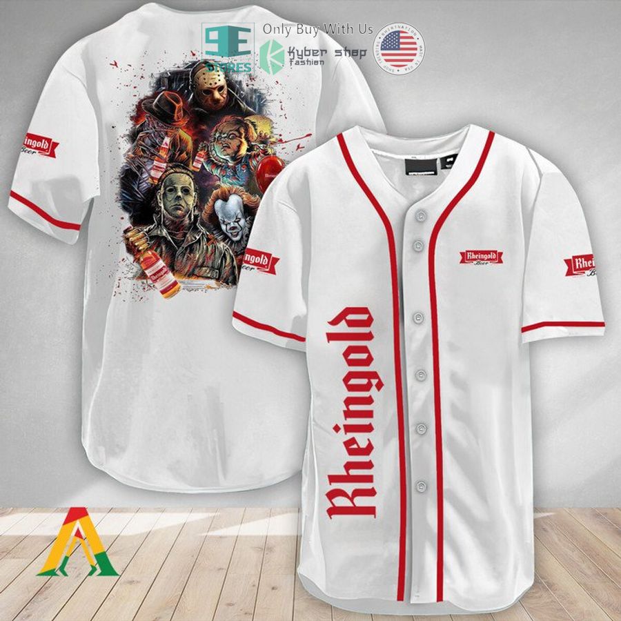 BEST Halloween Horror Characters Rheingold Beer Baseball Jersey Unisex T-shirt, Sweatshirt, Hoodie, Long Sleeve Tee - T-Shirt, Sweatshirt, Hoodie