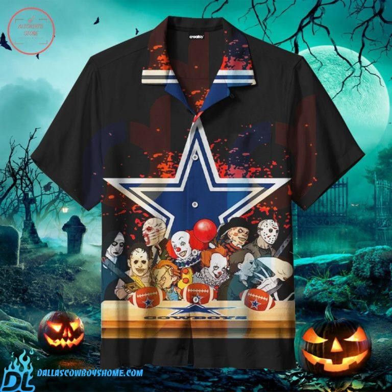 Halloween Themed Dallas Cowboys Clown Featured Hawaiian Shirt Unisex T-shirt, Sweatshirt, Hoodie, Long Sleeve Tee - T-Shirt, Sweatshirt, Hoodie