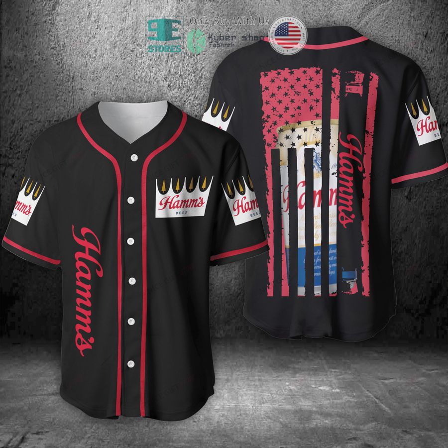 BEST Hamm's Beer United States Flag black Baseball Jersey Unisex T-shirt, Sweatshirt, Hoodie, Long Sleeve Tee - T-Shirt, Sweatshirt, Hoodie