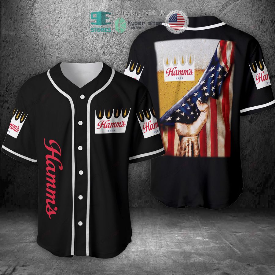 BEST Hamm's United States Flag black Baseball Jersey Unisex T-shirt, Sweatshirt, Hoodie, Long Sleeve Tee - T-Shirt, Sweatshirt, Hoodie