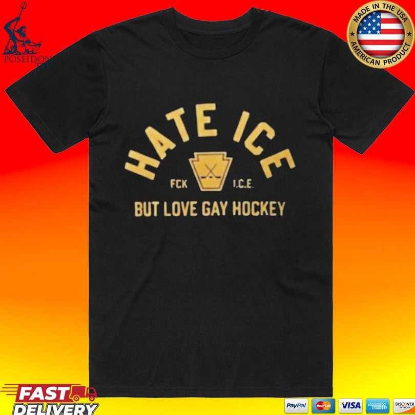 Hate Ice But Love Gay Hockey T-shirt Unisex T-shirt, Sweatshirt, Hoodie, Long Sleeve Tee - T-Shirt, Sweatshirt, Hoodie
