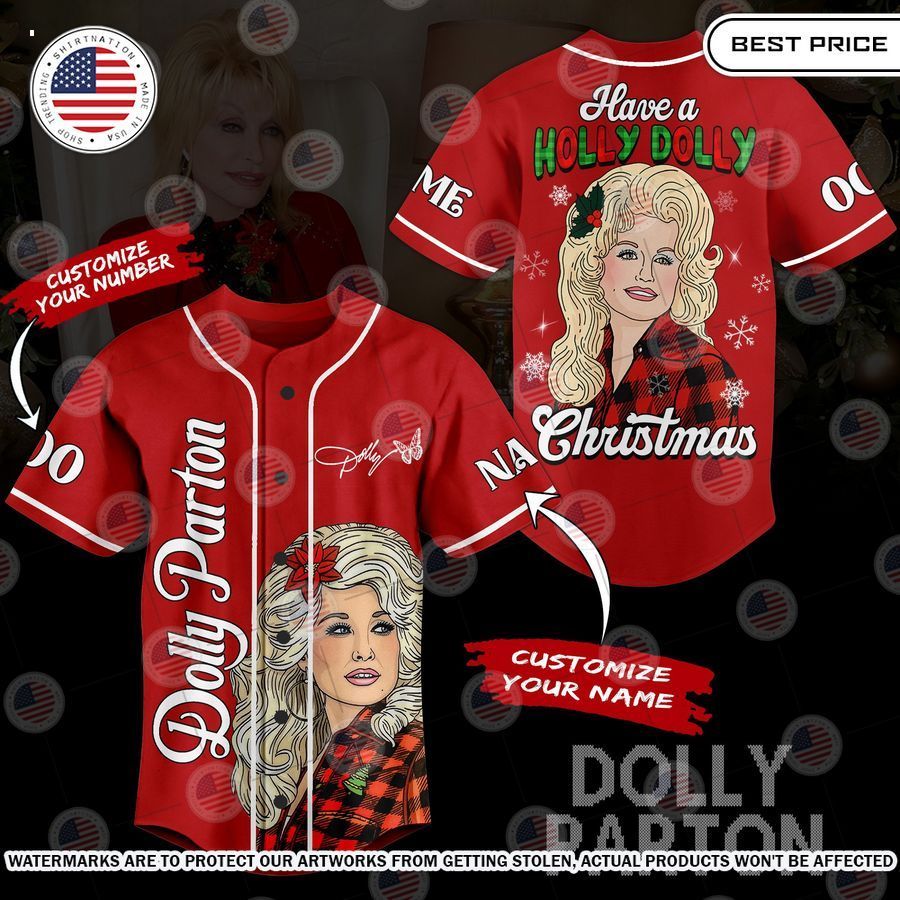 Have A Holly Dolly Custom Baseball Jersey Unisex T-shirt, Sweatshirt, Hoodie, Long Sleeve Tee - T-Shirt, Sweatshirt, Hoodie