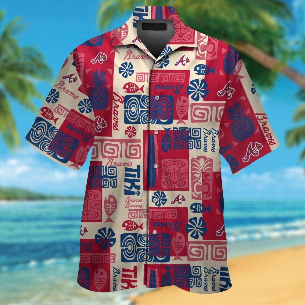 Hawaiian Atlanta Braves Tropical Shirt Short Sleeve Button Up Unisex T-shirt, Sweatshirt, Hoodie, Long Sleeve Tee - T-Shirt, Sweatshirt, Hoodie