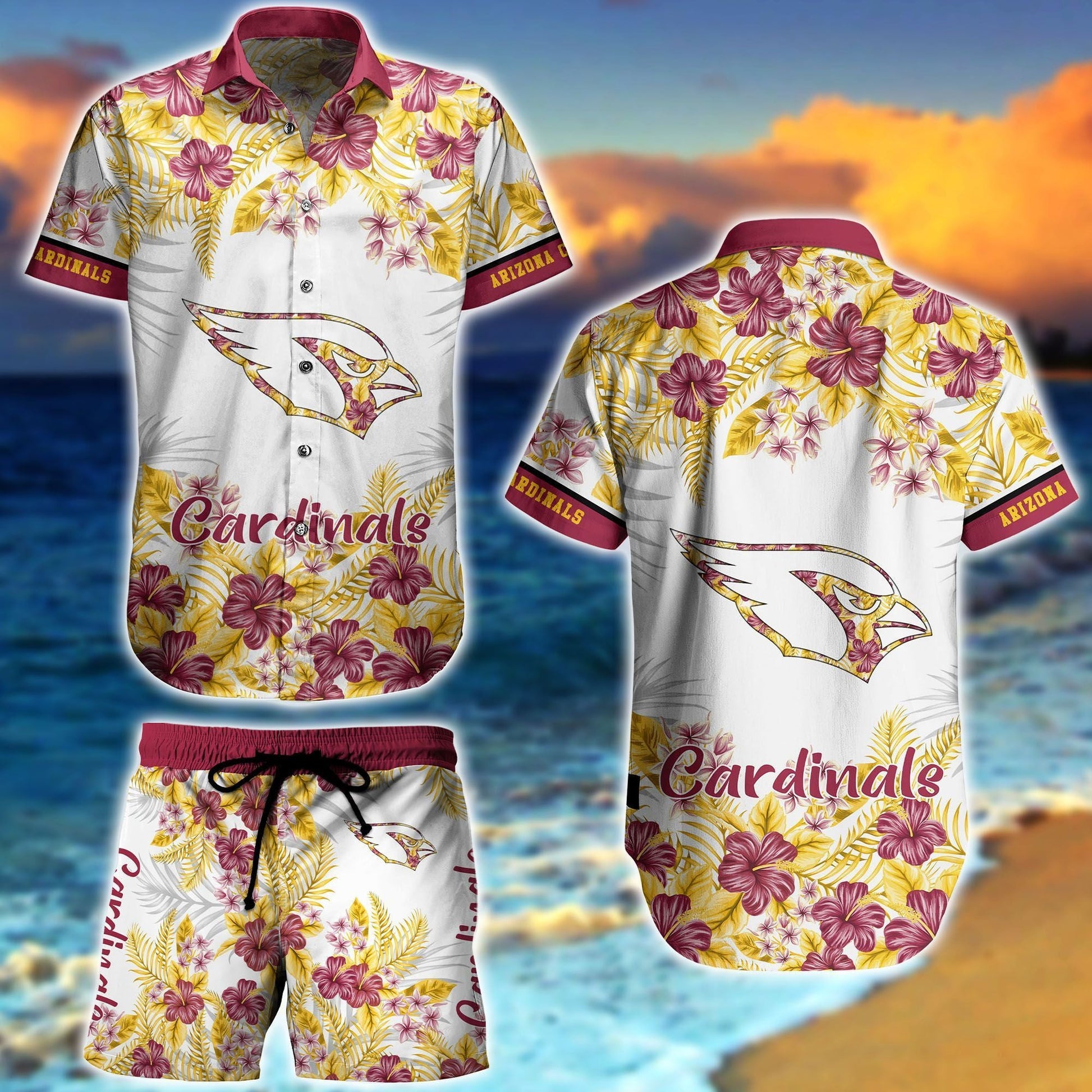 Hawaiian Collection Arizona Cardinals Ensemble Shirt Short Unisex T-shirt, Sweatshirt, Hoodie, Long Sleeve Tee - T-Shirt, Sweatshirt, Hoodie