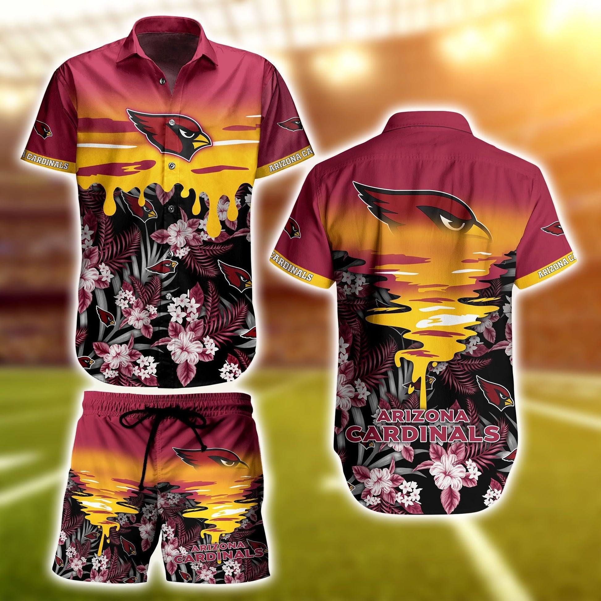 Hawaiian Outfit Series Arizona Cardinals Shirt Short Set Unisex T-shirt, Sweatshirt, Hoodie, Long Sleeve Tee - T-Shirt, Sweatshirt, Hoodie