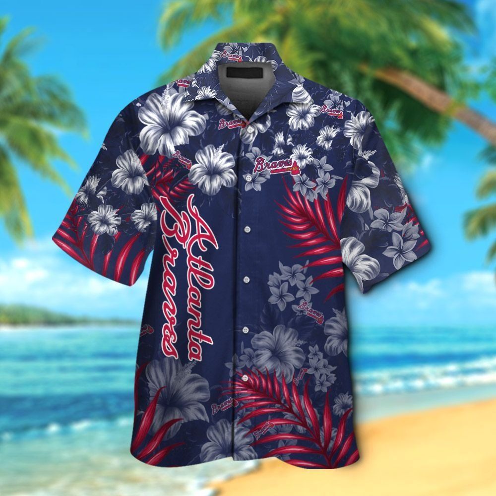 Hawaiian Short Sleeve Atlanta Braves Shirt Button Up Tropical Unisex T-shirt, Sweatshirt, Hoodie, Long Sleeve Tee - T-Shirt, Sweatshirt, Hoodie