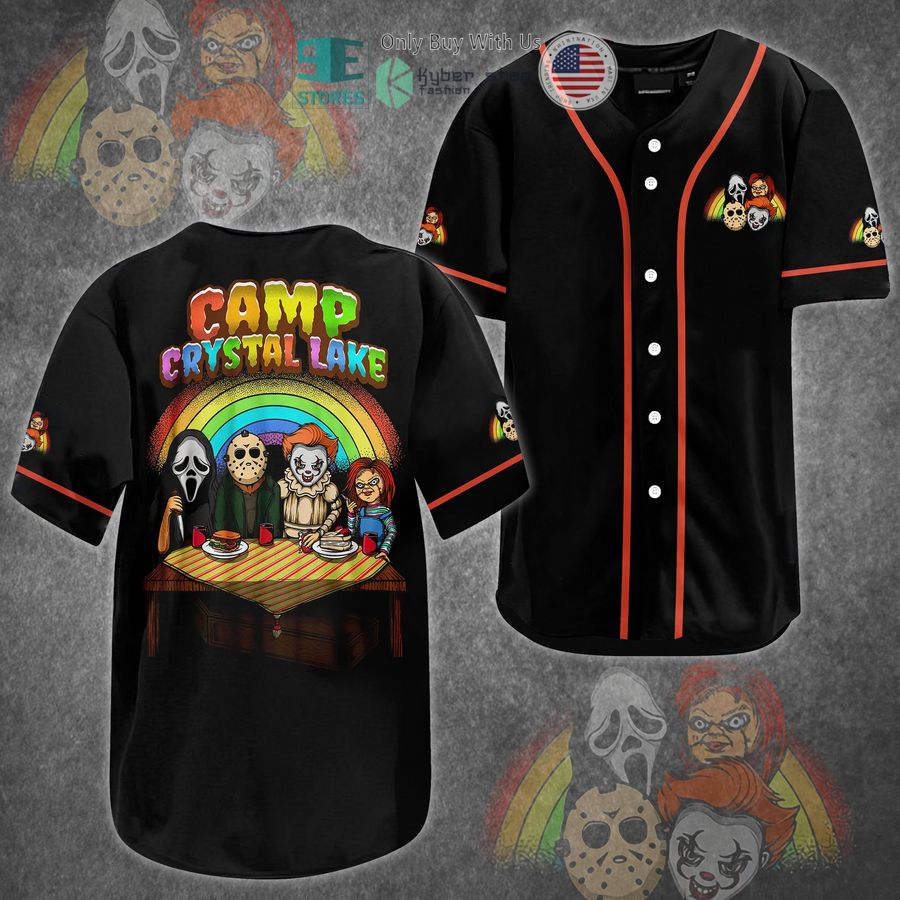 BEST Horror Characters Camp Crystal Lake Baseball Jersey Unisex T-shirt, Sweatshirt, Hoodie, Long Sleeve Tee - T-Shirt, Sweatshirt, Hoodie