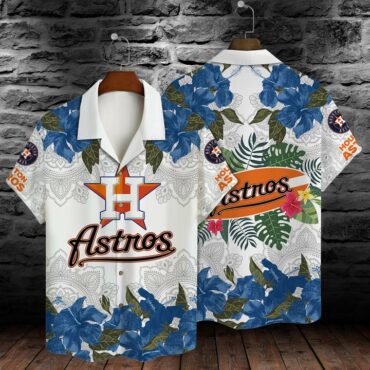Houston Astros Blue Hibiscus Floral Hawaiian Shirt Unisex T-shirt, Sweatshirt, Hoodie, Long Sleeve Tee - T-Shirt, Sweatshirt, Hoodie