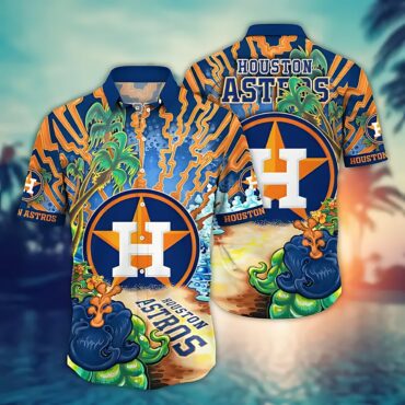 Houston Astros Electric Sunset Hawaiian Shirt Unisex T-shirt, Sweatshirt, Hoodie, Long Sleeve Tee - T-Shirt, Sweatshirt, Hoodie