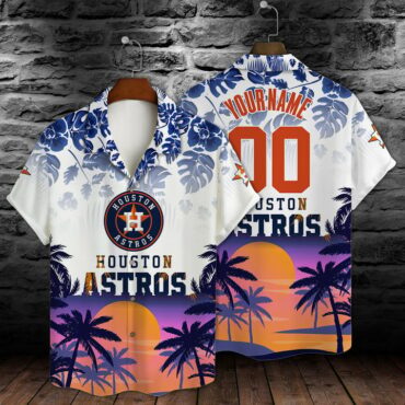 Houston Astros Sunset Paradise Custom Hawaiian Shirt Unisex T-shirt, Sweatshirt, Hoodie, Long Sleeve Tee - T-Shirt, Sweatshirt, Hoodie